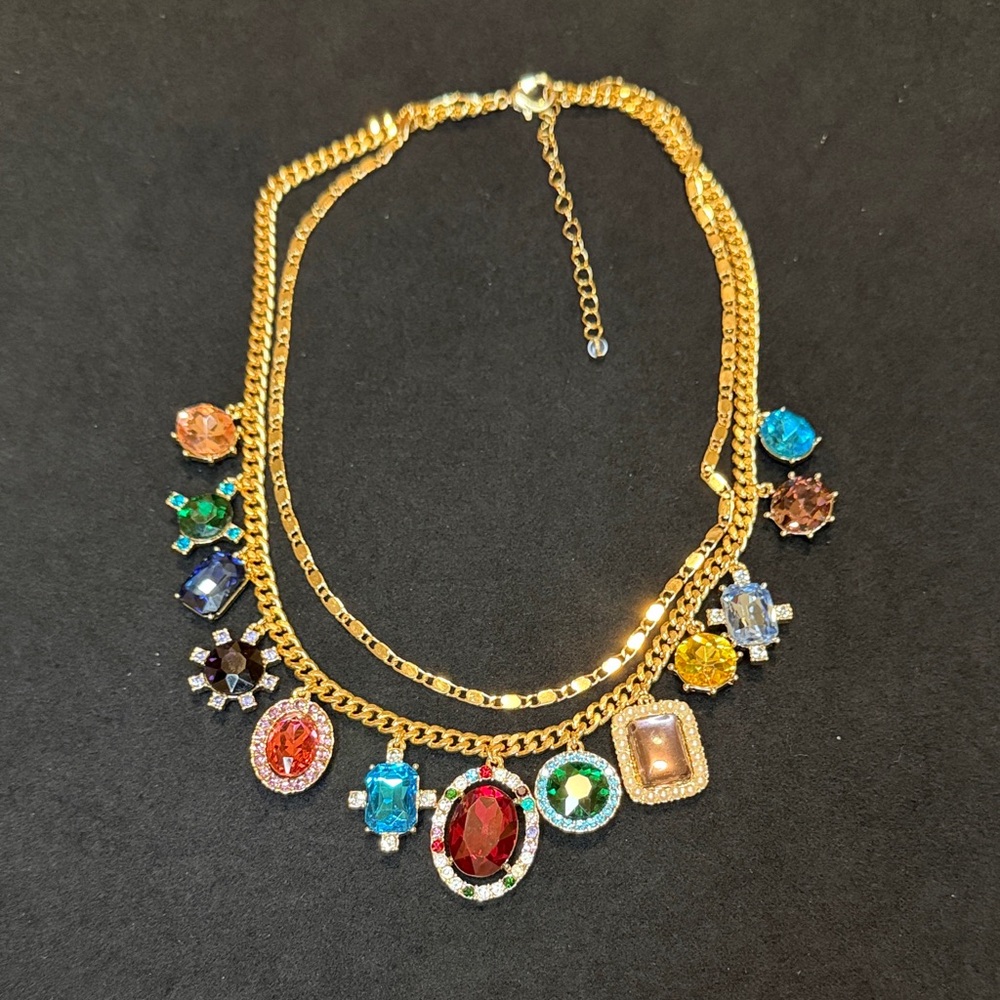 House of Harlow 1960 Gold & Multicolor Gemstone Necklace